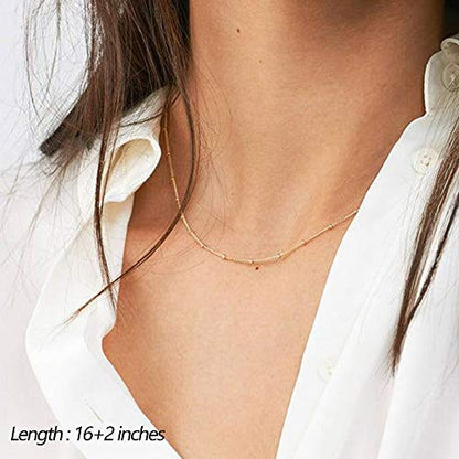 Turandoss Dainty Layered Choker Necklace, Handmade Y Pendant Necklace Multilayer Bar Disc Necklace Adjustable Layering Choker Necklaces for Women - style: 2PCS - Chain&Hammered Disc