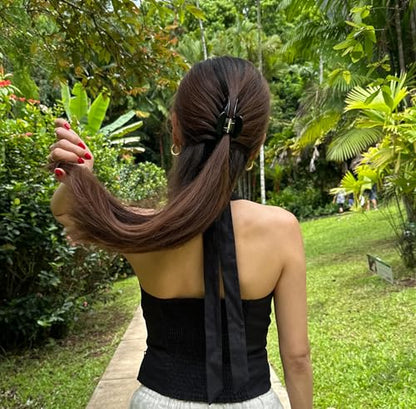 Luxury Black Claw Clip for Women | Our Large 4 Inch Hair Clip Creates Beautiful Half Ups, Secure Updos & Chic Daily Styles | Premium Acetate Claw with Secure Hold & Snag Free Teeth for Easy Styling - color: Black
