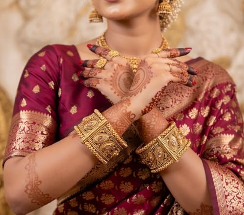 Efulgenz Indian Bridal Jewelry for Wedding Big Broad Bangles Bracelet - size: 2-6