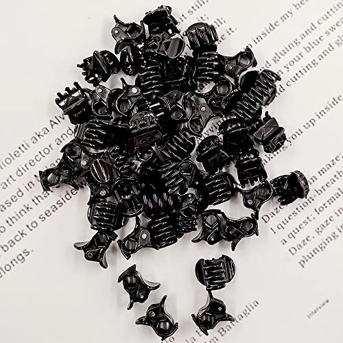 50 PCS Mini Hair Claw Clips， Bangs Strong Grip Multifunction Clamp Clips. (Black) - color: Black