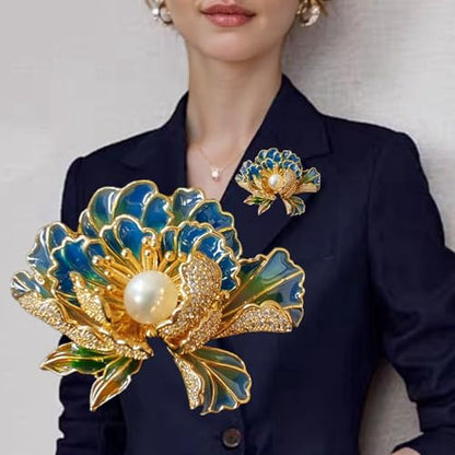 SYWDUDUCLT Fashion Elegant Brooches for Women Brooch, Suitable For Party And Daily Wear On Many Occasions - style: Peony-Blue