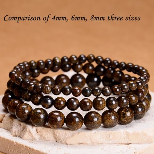 Natural Healing Gemstone Bracelet Handmade Yoga Stretch Elastic Bracelet Stress Relief Crystal Jewelry for Men and Women - color: Bronzite (Release Pressure), size: 6mm