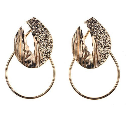 Doubnine Hoop Large Hammered Earrings Metal Gold Statement Wedding Women Party Gift Accessories (gold)
