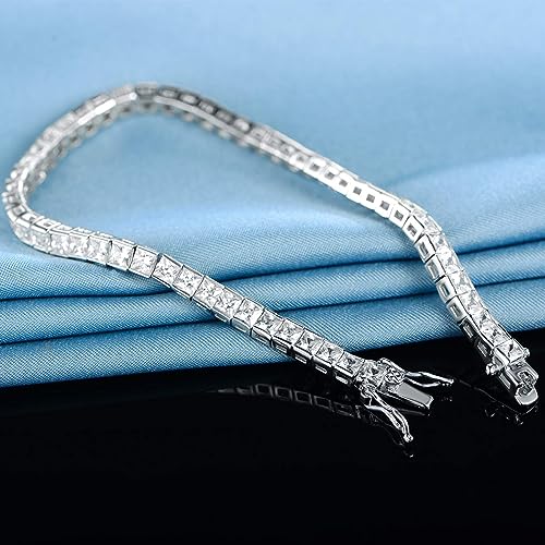 MDFUN 18K White Gold Plated Tennis Bracelet Stud Earrings Jewelry Set for Women and Men - style: 2 Pcs - Bracelet/Earrings