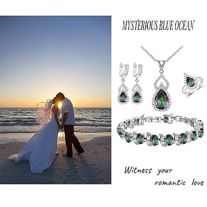 LMXXVJ Women Jewelry Set Platinum Plated Necklace Open Ring Earrings Bracelet Set,Birthday/Anniversary Mother’s Day Jewelry Gifts for Mom/Wife/Sister/Best Friend - color: KKJ-Multicolor