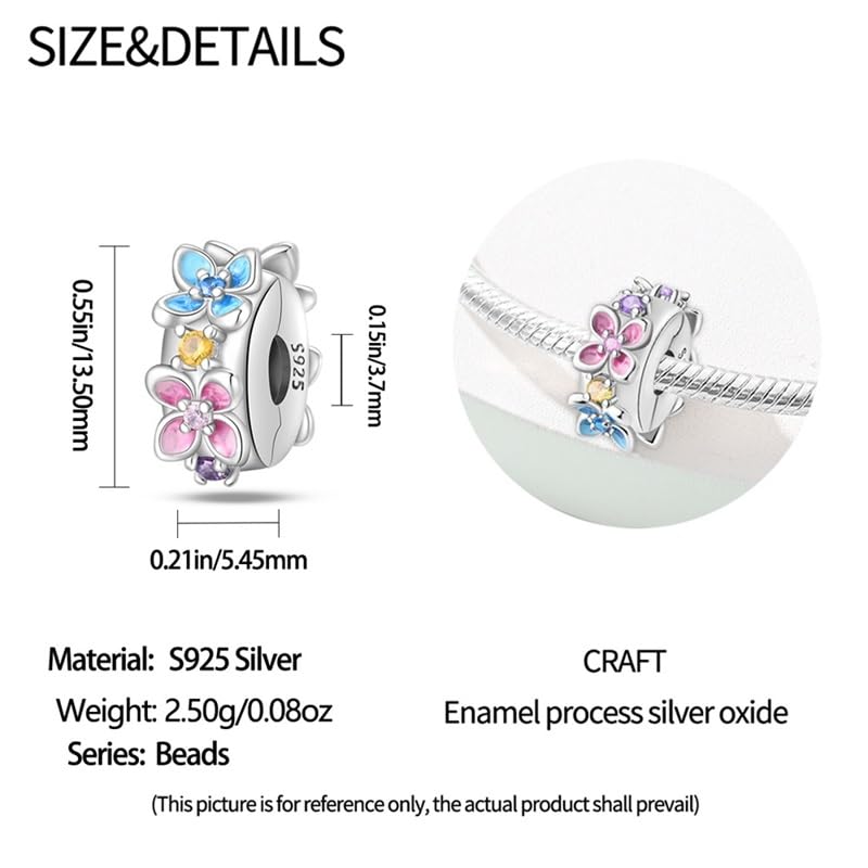 Gold Clip Stopper Charms for Pandora Bracelets Spacers Bead Charms Packs Jewelry Gift for Women - color: Flower Charms-2 Packs