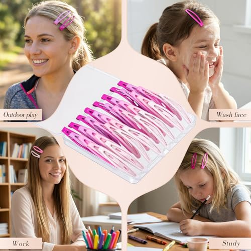 obeoby 40Pcs 2.36In Metal Snap Hair Clips No-slip Barrettes for Women Girls - color: Pink colors