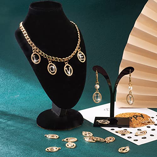 Craftdady Letter Charms Capital Pendants Mixed A-Z Initial Letter Number Charms DIY Bracelet Necklace Pendants for Jewelry Making, Gold, Antique Silver, Platinum - color: Golden + Crystal, Oval
