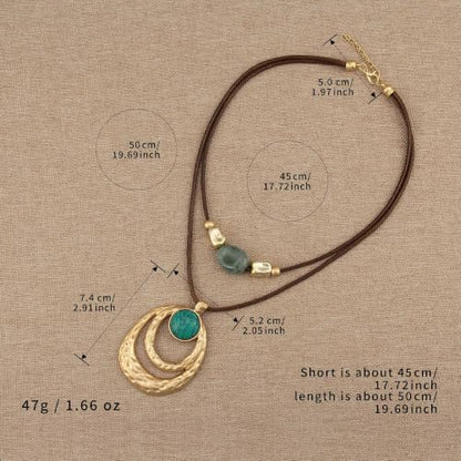 Boho Necklaces for Women Chunky Circle Necklace Bohemian Necklaces | Chunky Boho Necklace for Women Layered Boho Circle Leather Choker Necklace Long Vintage Necklaces Bohemian Jewlery Gifts - style: Bohemian Necklaces Women