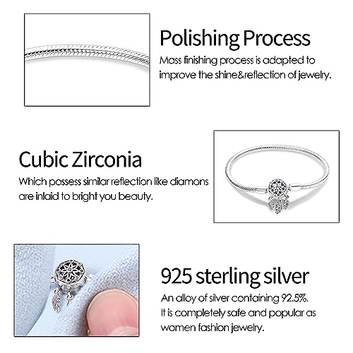 KUNSIR 925 Sterling Silver Palm Clasp Snake Chain Bracelet Basic Charm Bracelets Fit Any PDL Charm, with for Teen Women - style: KJB011