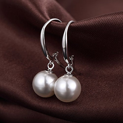 Pearl Earrings for Women Pearl Leverback Earrings 925 Sterling Silver - color: C1-silver-leverback