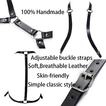 Mens Black Leather Armors Suspenders Shoulder Strap Body Chest Harness Chain Belt Adjustable Gay Punk Clubwear Costume - color: Black4