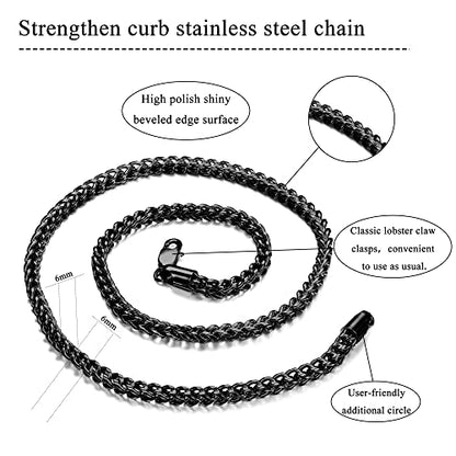 FIBO STEEL Stainless Steel Wheat Chain Necklace for Men Necklace Bracelet Jewelry Set 5mm in Width, 22" 8.5" - color: Black-tone