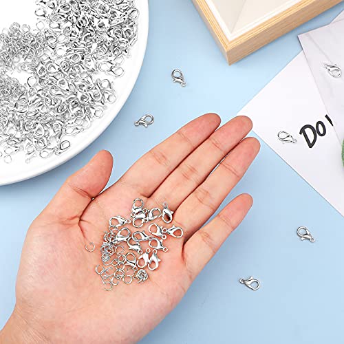600 Pieces Lobster Clasps and Open Jump Rings Set Lobster Claw Clasps and Closures for Jewelry Making and Bracelets Bracelet Hooks Jewelry Clips(Silver) - color: Silver