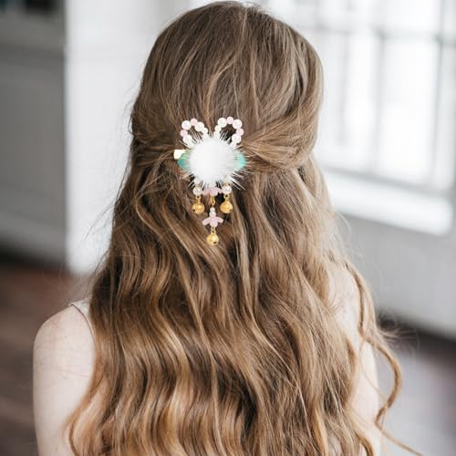 A Pair Wedding Hair Clips, Handmade Floral Design Crystal Hair Clips Pearl Barrettes, Rhinestones Flower Clips Pearl Headpieces Hair Pins Hair Accessories for Women Girls (Green&White) - color: Green&White