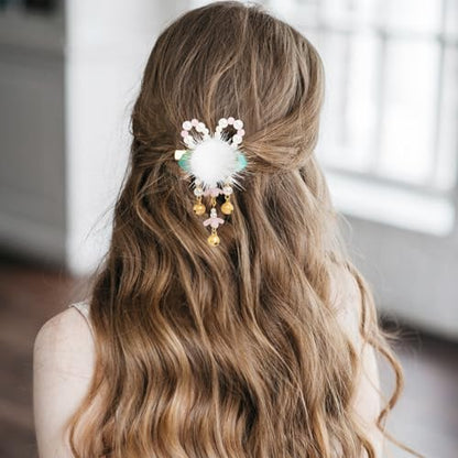 A Pair Wedding Hair Clips, Handmade Floral Design Crystal Hair Clips Pearl Barrettes, Rhinestones Flower Clips Pearl Headpieces Hair Pins Hair Accessories for Women Girls (Green&White) - color: Green&White