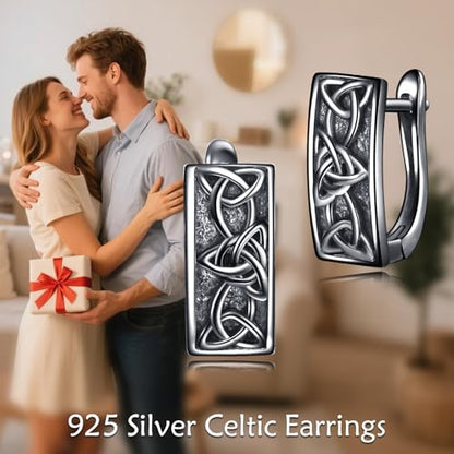 Blue Evil Eye/Celtic/Owl/Moonstone/Paw Print/Cubic Zirconia Hoop Earrings for Women 925 Sterling Silver Women Earrings Jewelry - style: Celtic D