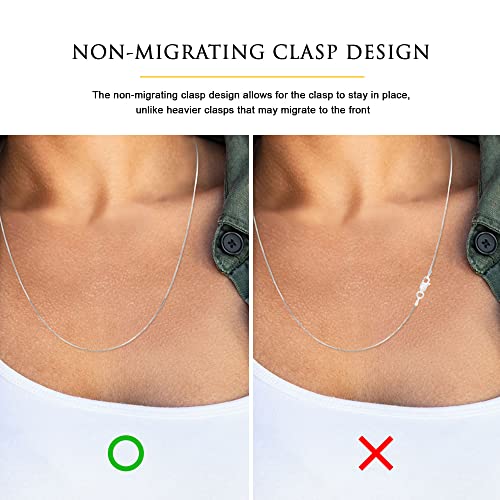 Sterling Silver Chain Necklace for Women Snake 1.9mm Tarnish Resistant Responsibly Sourced - Non-Migrating Clasp Design - Sterling Silver Chain Necklace - Italian Made in Italy - Quality Durable Sturdy 1.9mm Chain for Women - Quality Gift Box - 925 Sterli