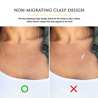 Sterling Silver Chain Necklace for Women Snake 1.9mm Tarnish Resistant Responsibly Sourced - Non-Migrating Clasp Design - Sterling Silver Chain Necklace - Italian Made in Italy - Quality Durable Sturdy 1.9mm Chain for Women - Quality Gift Box - 925 Sterli