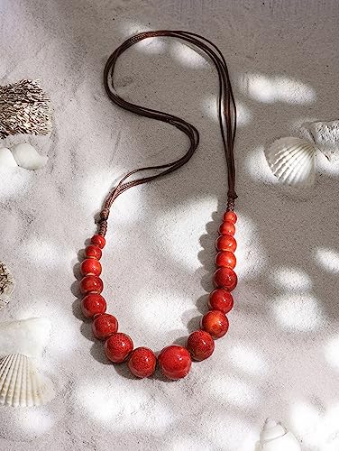 MINACHI Hippie Boho Colorful Ceramic Round Beads Strand Necklace, Bohemian Fashion Statement Jewelry Gift for Women - color: S04