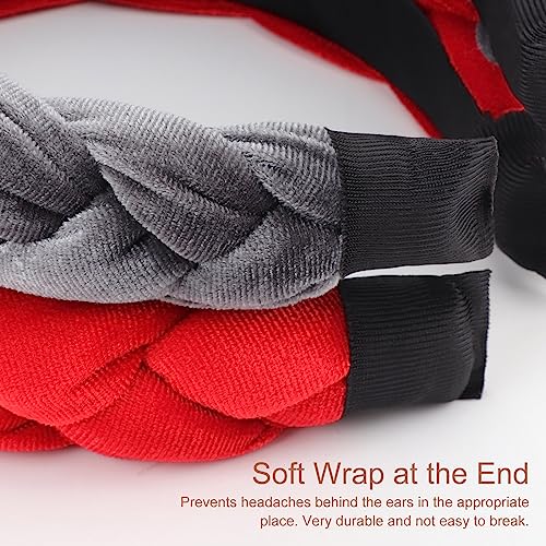 DRESHOW Braided Headbands for Women Velvet Hair Hoop Elastic Criss Cross Hair Bands Accessories - color: 01 Pc Velvet Braided: Grey