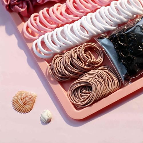YANRONG Hair Accessories Set: 755PCS Seamless Ponytail Holders, Scrunchies, Hair Bands, and Hair Ties for Thick and Curly Hair (Gradient Powder) - color: 755PCS (gradient powder)