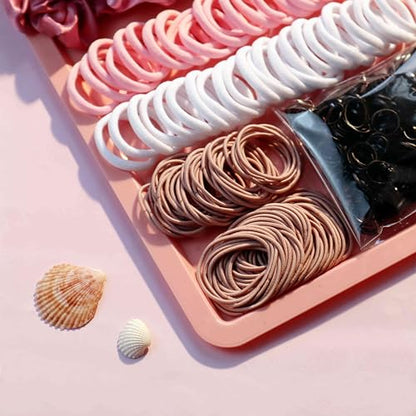 YANRONG Hair Accessories Set: 755PCS Seamless Ponytail Holders, Scrunchies, Hair Bands, and Hair Ties for Thick and Curly Hair (Gradient Powder) - color: 755PCS (gradient powder)