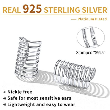 ChicSilver 925 Sterling Silver Ear Cuff Earrings Non Piercing Clip on Cartilage Cuff Earrings for Women - style: E: Multi Lines