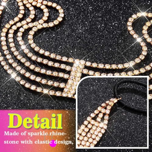 GORTIN Rhinestones Head Chain Crystal Headband Headpiece Sparkle Bridal Wedding Hair Chain Prom Hair Accessories for Women (Gold) - color: Gold