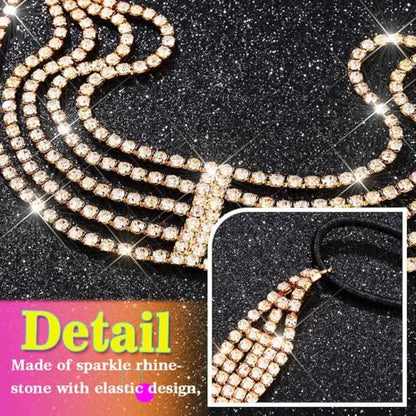 GORTIN Rhinestones Head Chain Crystal Headband Headpiece Sparkle Bridal Wedding Hair Chain Prom Hair Accessories for Women (Gold) - color: Gold