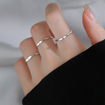 Thin Stacking Initial Rings for Women Stackable Plain Letter Ring Open Adjustable Silver Capital Alphabet Letter Band Ring - color: M