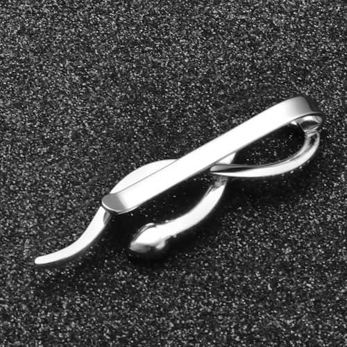 Silver Tie Clip for Mens Stainless Steel Novelty Feather Bat Bee Tie Bar Suitable For Necktie Bar Clip - style: Snake Tie Bar Black 1