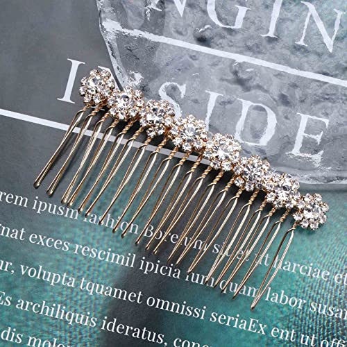 Crystal Bridal Hair Comb Gold Rhinestone Hair Piece Wedding Headpieces Bride Side Comb Wedding Hair Accessories for Bride and and Bridesmaids (Gold) - color: Gold
