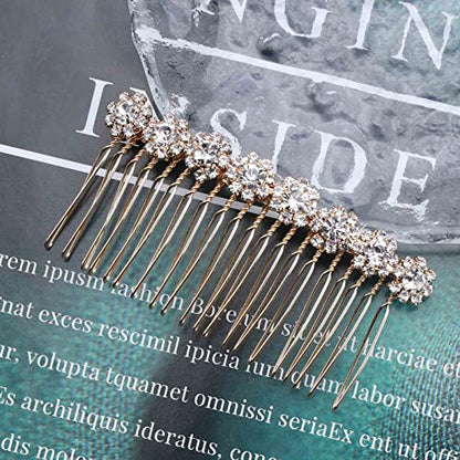 Crystal Bridal Hair Comb Gold Rhinestone Hair Piece Wedding Headpieces Bride Side Comb Wedding Hair Accessories for Bride and and Bridesmaids (Gold) - color: Gold