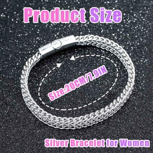 Gold Bracelets Cuban Link Bracelet Gold Jewelry Bangle for Women - color: Silver