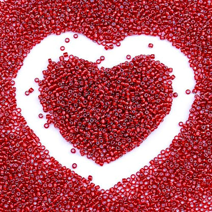 2mm Glass Seed Beads Bulk, Deep Red with Silver 12/0 Tiny Round Seed Bead, Small Mini Pony Craft Beads for Bracelet Necklace Wrist Jewelry Making Beading Weaving DIY Crafts Supplies - color: Deep Red with Silver