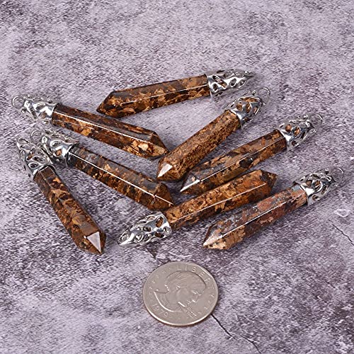 Justinstones Hexagonal Pointed Reiki Chakra Pendant Stainless Steel Chain Necklace 20 Inch Iron Gift Box - color: Bronzite