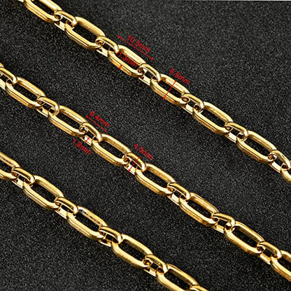 UMAOKANG Gold Plated Necklace Chains for Jewelry Making, 304 Stainless Steel Paperclip Chain Bulk with Lobster Clasps and Open Jump Rings Jewelry DIY Supplies - color: Gold Rolo