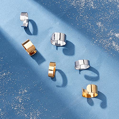 UNICRAFTALE 24pcs 2 Colors Plain Wide Band Rings 304 Stainless Steel Cuff Rings Open Ring for DIY Jewelry Making Size 8 18mm Inner Diameter