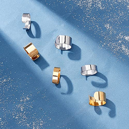 UNICRAFTALE 24pcs 2 Colors Plain Wide Band Rings 304 Stainless Steel Cuff Rings Open Ring for DIY Jewelry Making Size 8 18mm Inner Diameter