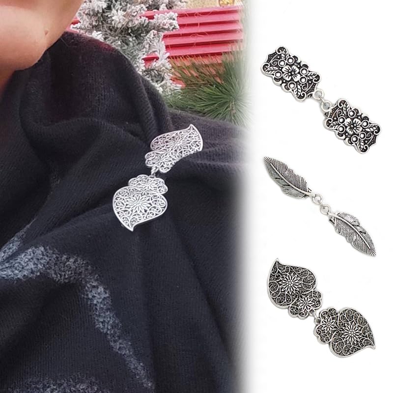 Vintage Sweater Swirl Clip Cape Cloak Retro Cardigan Shawl Collar Clasp Dress Shirt Brooch Clip - style: C x 2
