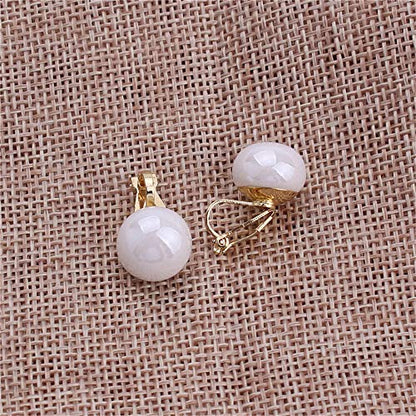 1-5 Pairs Pearl Clip on Earrings for Women Non Piercing Earrings Set Hypo-Allergenic Earrings - color: White Clip-ons