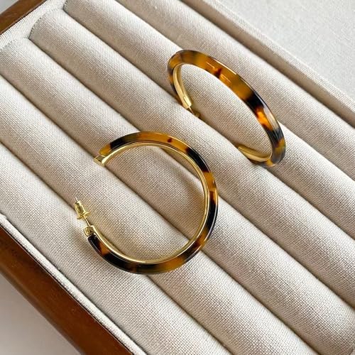 14K Gold Plated Chunky Hoop Earrings for Women Vintage Leopard Print Hoops Large Round Hoop Earrings Jewelry - style: Hoop E
