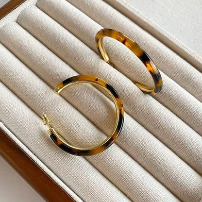 14K Gold Plated Chunky Hoop Earrings for Women Vintage Leopard Print Hoops Large Round Hoop Earrings Jewelry - style: Hoop E