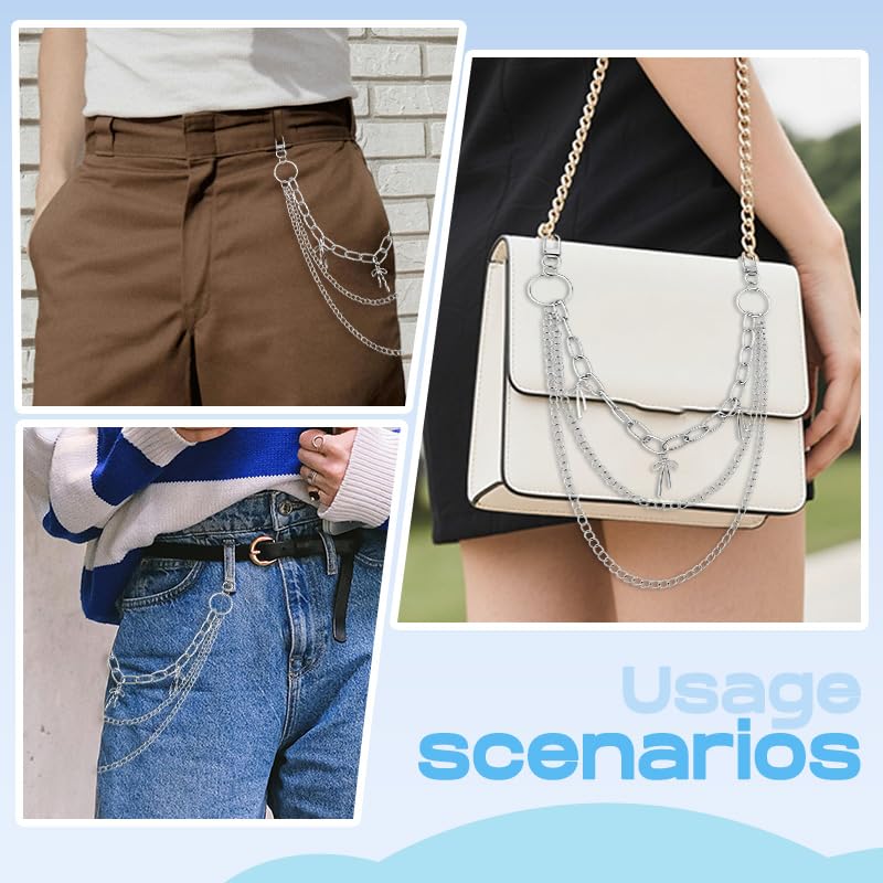 Goth Pants Chain Charms for Women Men Punk Layered Jean Chains Gothic Y2k Pocket Chain for Women Hip Hop Waist Chains - color: Bow