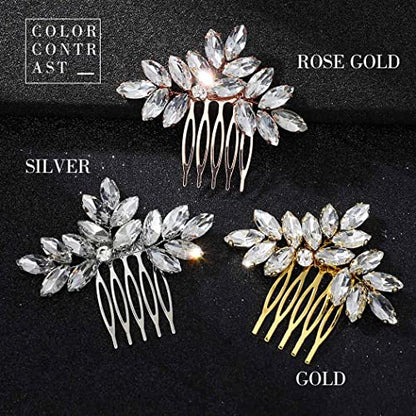 Catery Crystal Bride Wedding Hair Comb Gold Rhinestone Hair Piece Bridal Side Combs Hair Clips Bridesmaid Hair Accessories for Women and Girls - color: GOLD