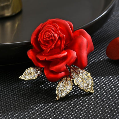 Red Rose Flower Brooches and Pins for Women Costume Jewelry Brooch Pins Broches Jewelry for Women Elegant Lady Pin - style: Rose Bud