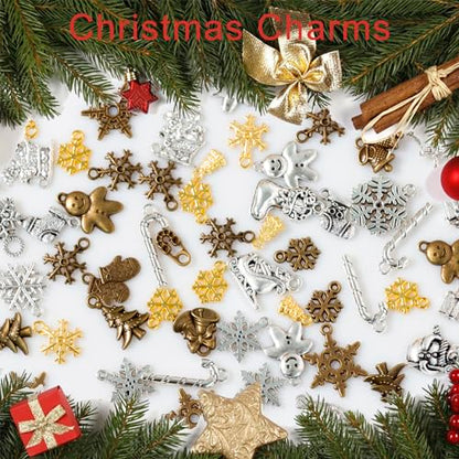 stino 100 G Mixed Style Metal Charms for Jewelry Making, Bulk Silver & Gold Plated, for Bracelet, Necklace, Earrings DIY Crafts - style: Christmas