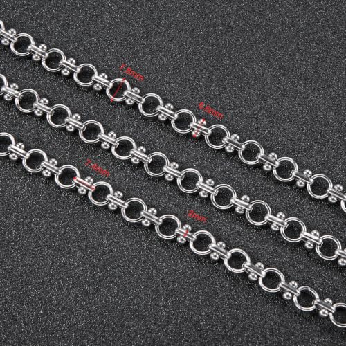 2 Meters Stainless Steel Chains Bulk Circle Chain for Jewelry Making with Jump Rings and Lobster Clasps - color: Circle Silver