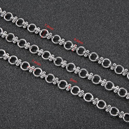 2 Meters Stainless Steel Chains Bulk Circle Chain for Jewelry Making with Jump Rings and Lobster Clasps - color: Circle Silver